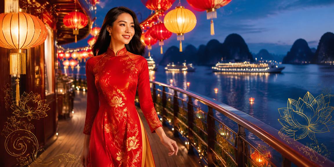 Vẻ đẹp vịnh Hạ Long với tà áo dài Việt Nam
