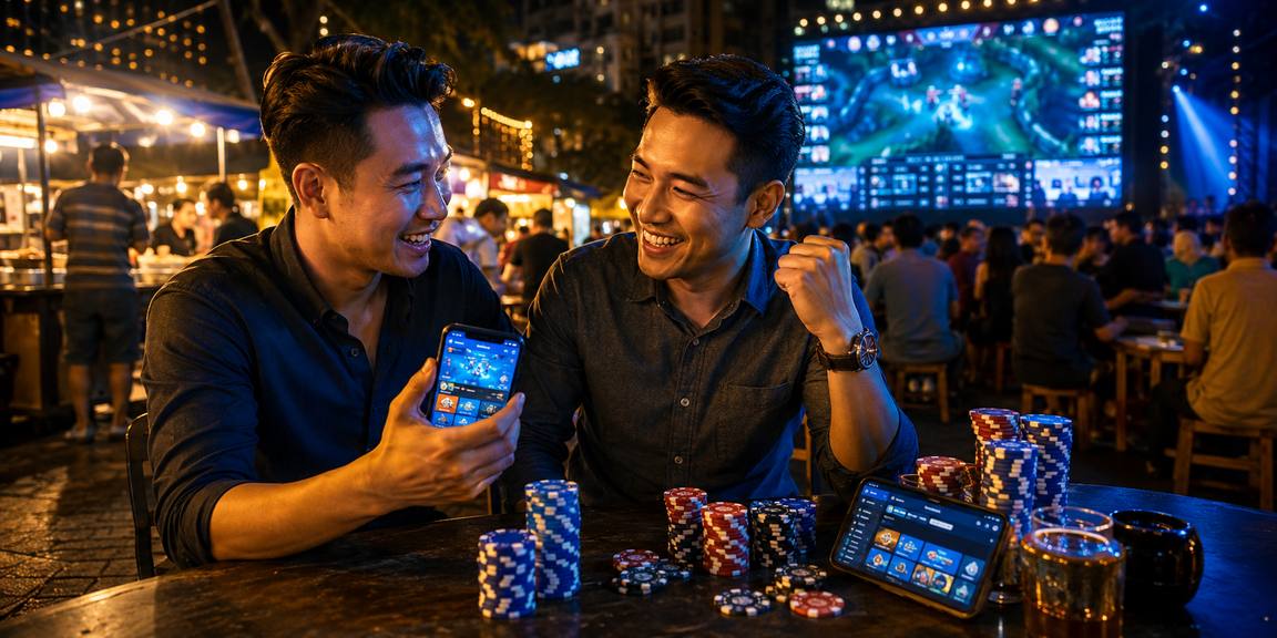 Chơi Roulette trên điện thoại di động tại chợ đêm